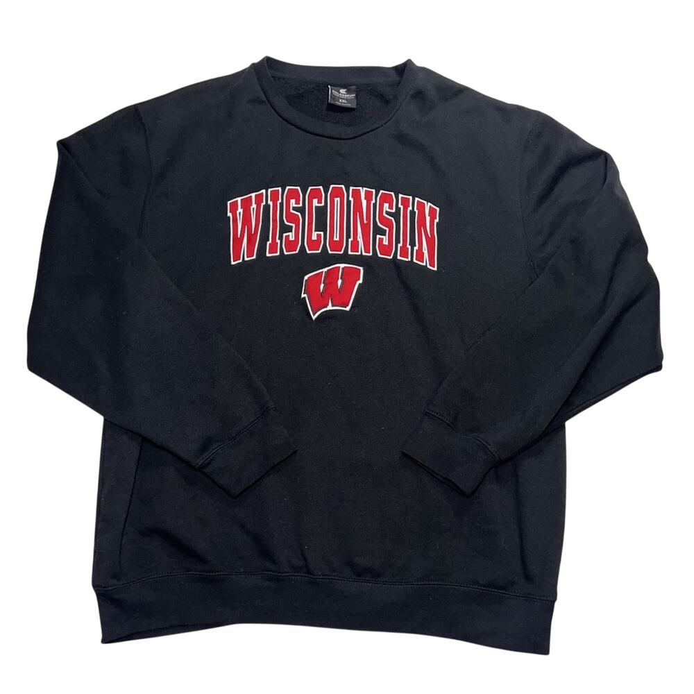 Wisconsin Badgers Sweatshirt Size XXL Black Colosseum Arch Logo Crew Neck Casual